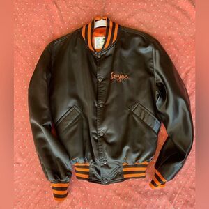 Amazing Black Orange Vintage Varsity Bomber Jacket Joyce
